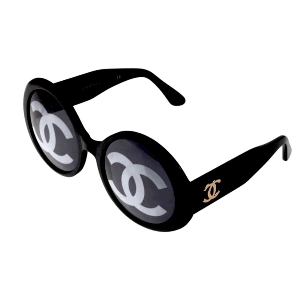 Chanel Vintage 1993 Runway Black CC Logo Lens Editorial Oversized Sunglasses - Picture 1 of 17